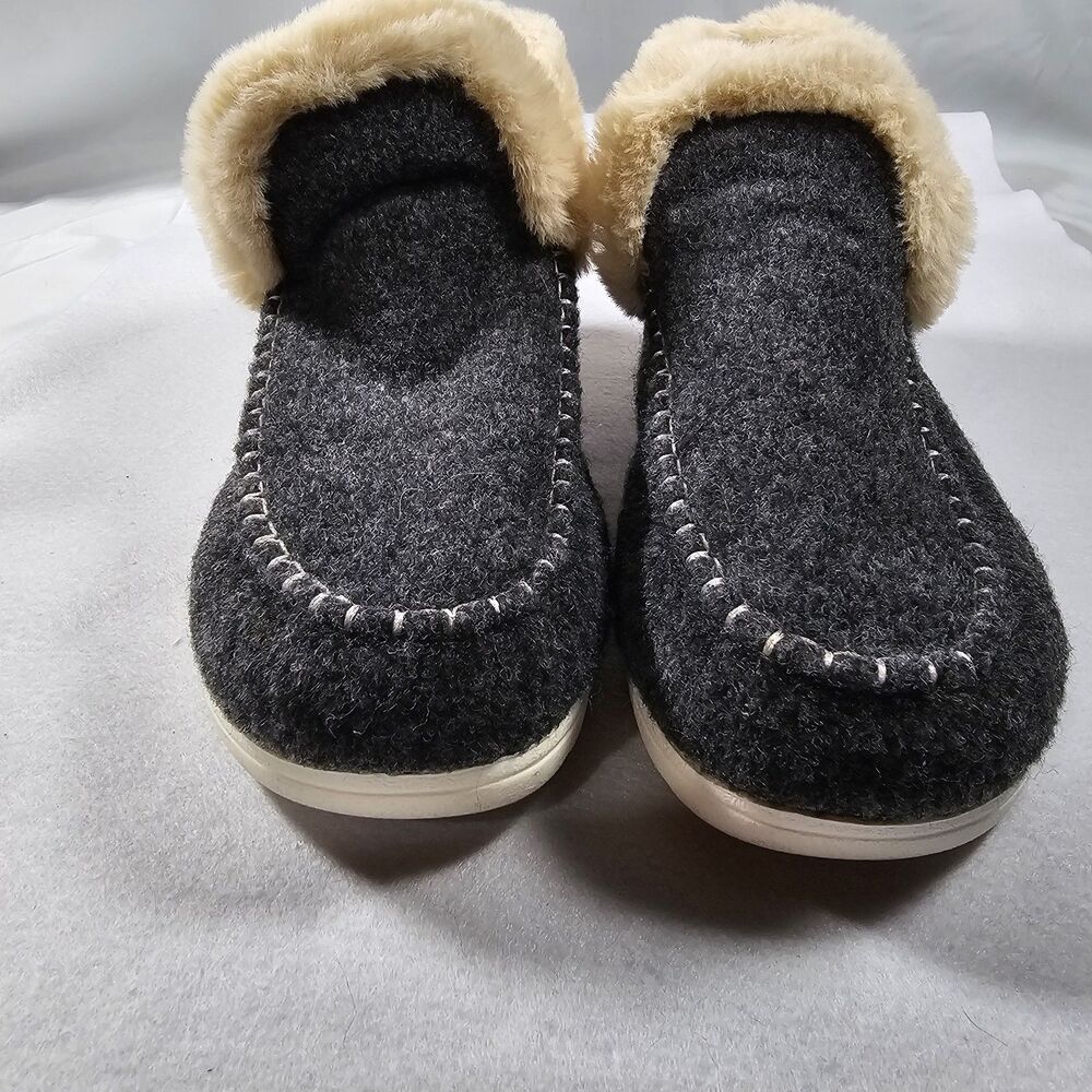 Women's Fuzzy House Slippers Cozy Faux Fur Micro Wool Slip on Loafers Size 11